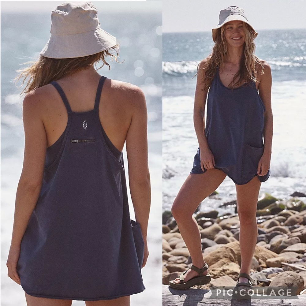 NEW! $60 FREE PEOPLE Movement HOT SHOT MINI DRESS Indigo Blue Size Small Shorts